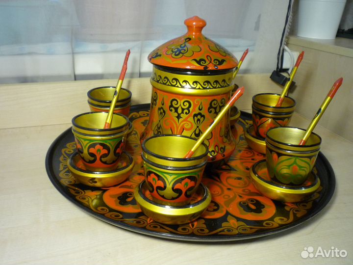 Набор посуды хохлома дерево ручная роспись СССР
