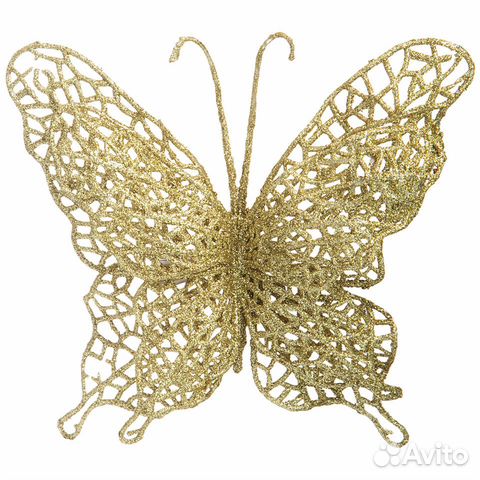 Lefard изделие декоративное бабочка на клипсе. длина14см. золото