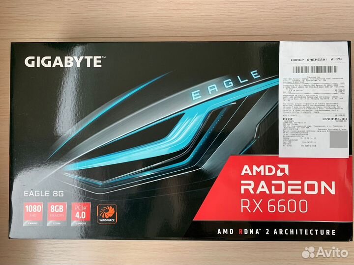 Видеокарта gigabyte AMD Radeon RX 6600 eagle 8G