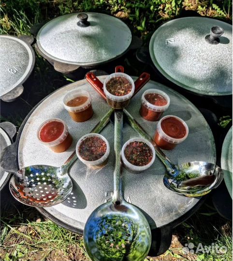 Казан чугунный, печь под казан, посуда, специи