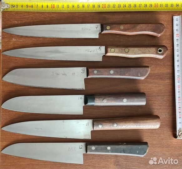 Японский кухонный нож. Дамасск. Ламинат. Клейма