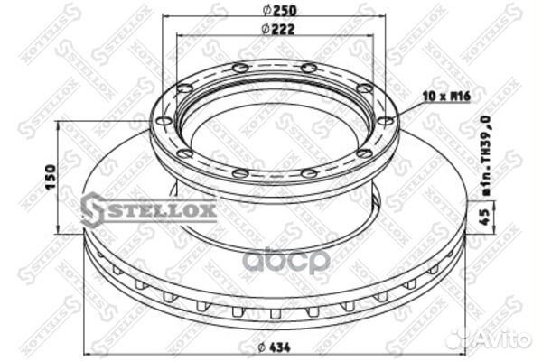 8500791SX диск тормозной 433x150x45x220 n10 ROR