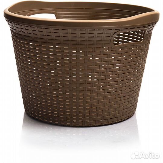 Корзина для белья Плетеная пластик шоколад