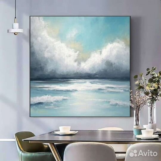Картина маслом пейзаж с облаками