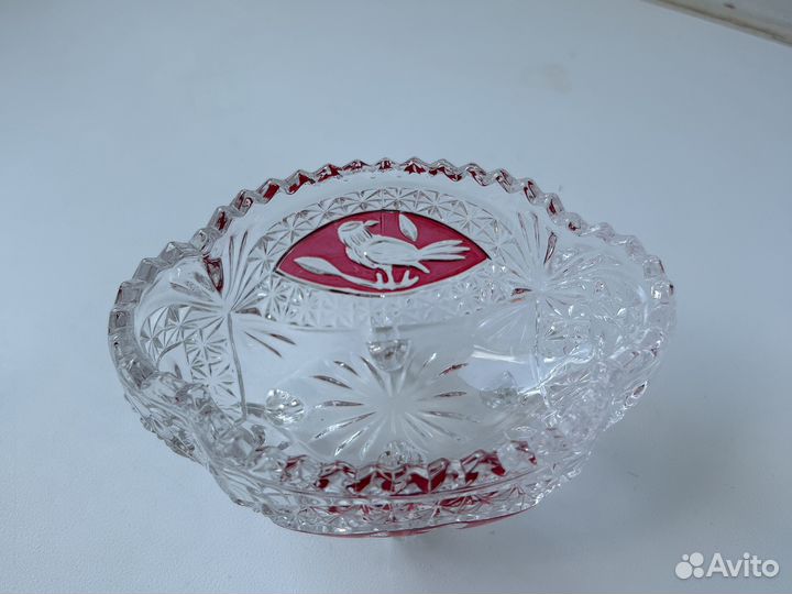 Ваза хрусталь Hofbauer, Red bird, Germany