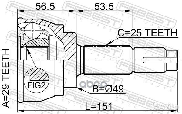 ШРУС наружный 29x49x25 (nissan tiida C11 2005)
