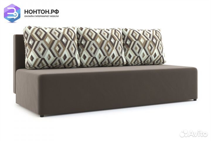 Диван еврокнижка Нексус коричневый / ромб коричнев
