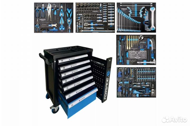 Тележка 7 ящиков F-55300 с инструментом 274 предм