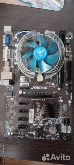 Комплект: мать+проц+память+кулер+райзера