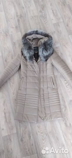 Кожаное женское пальто с мехом