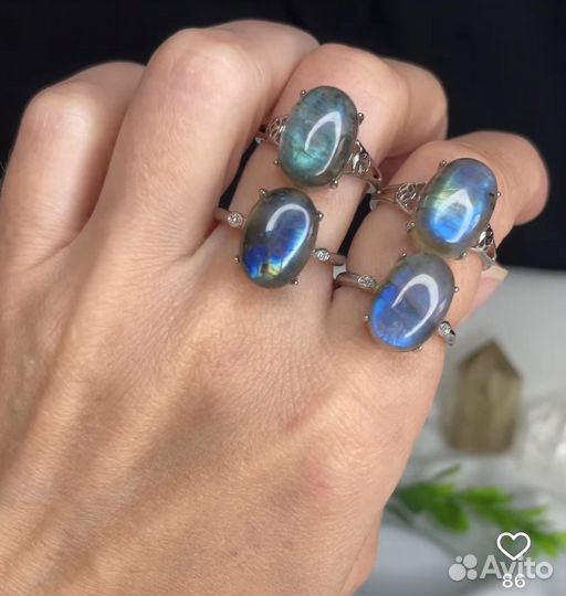 Кольца с малахитом и лабрадором