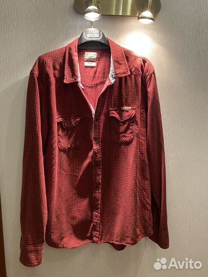 Рубашка в клетку теплая мужская