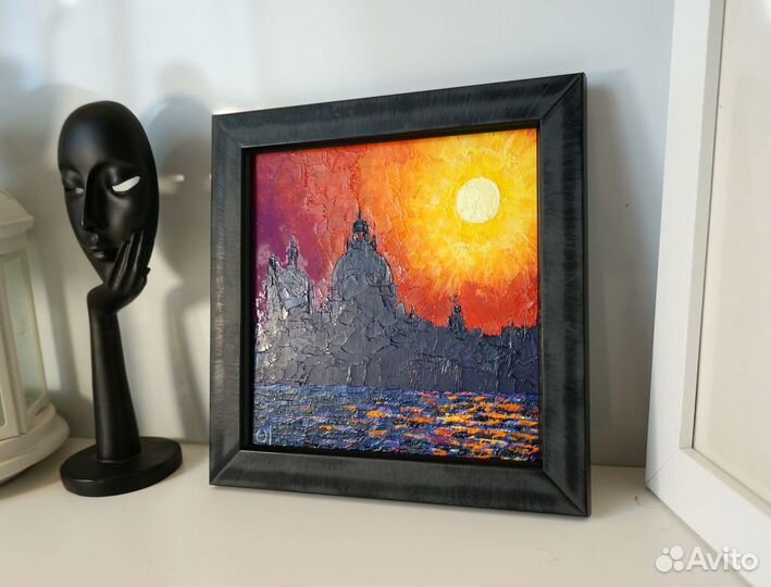 Картина маслом Венеция 15х15 см. В наличии