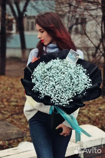 Гипсофила букет цветы, гипсофила в шляпной коробке