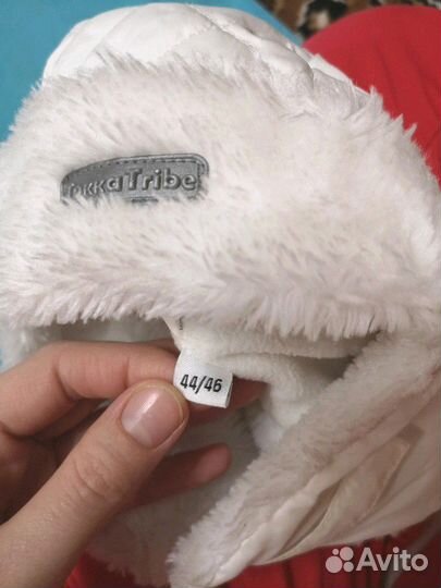 Белая зимняя детская шапка ушанка как новая 44/46
