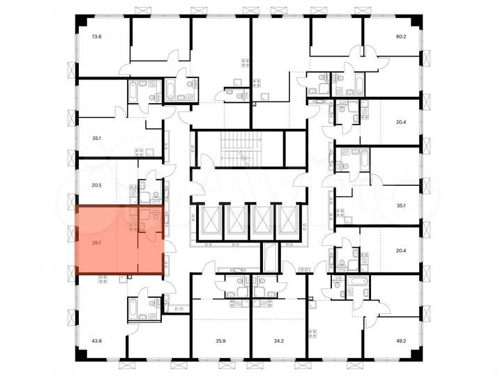 Квартира-студия, 29,7 м², 23/33 эт.