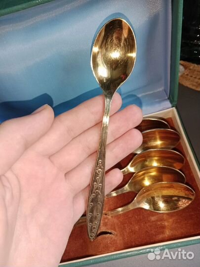 Мельхиоровые чайные ложки с позолотой. Кольчугино
