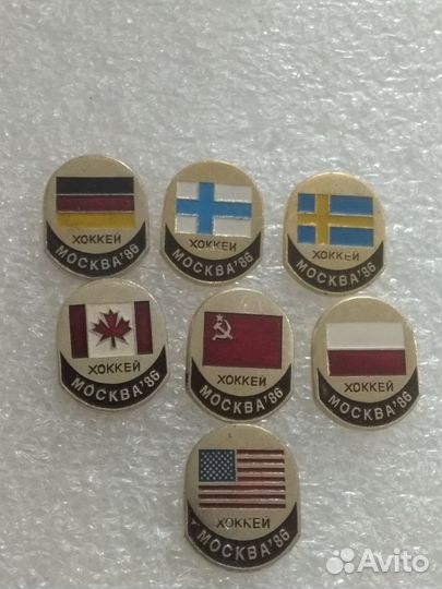 Хоккей чемпионат мира 1986 набор значков СССР