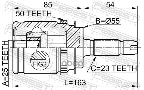 Шрус внешний зад прав/лев 0310RD1RA50 Febest