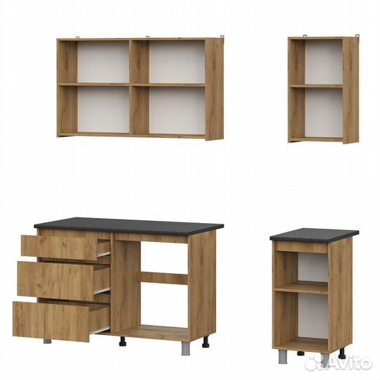 Готовая кухня 1.6 м, дуб золотой