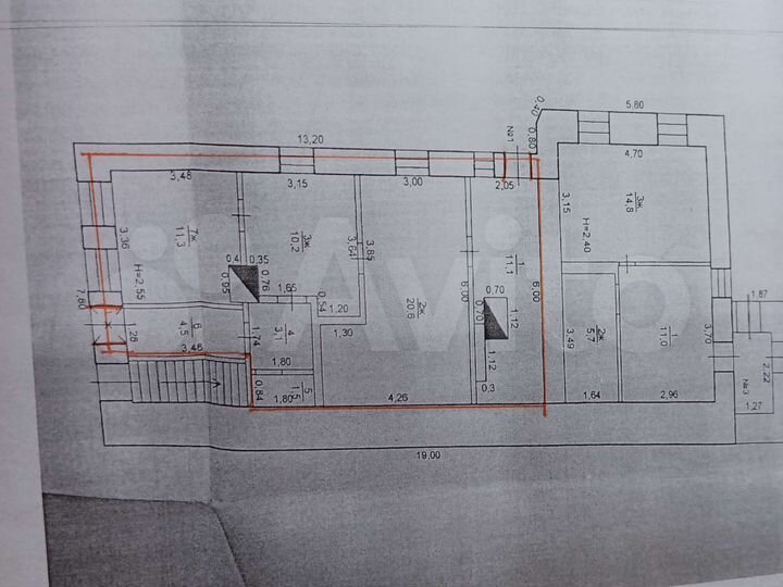 4-к. квартира, 68 м², 1/2 эт.