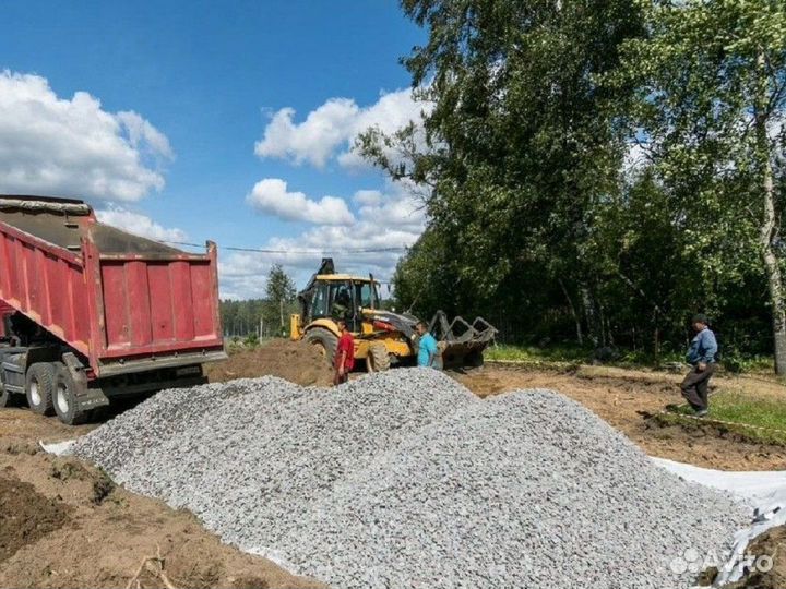 Щебень \ Песок \ Земля белый с доставкой от трех к
