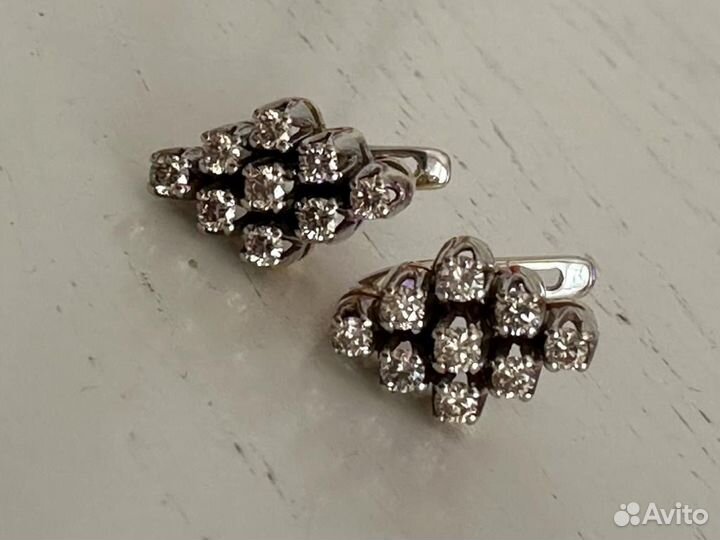Серьги с бриллиатами 750 пробы