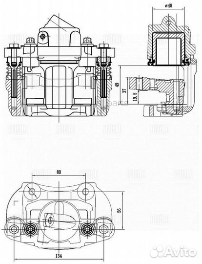 Trialli CF-419 Суппорт торм. для а/м Лада 2108 перед. прав. d48мм (в сборе со скобой) (CF 419)