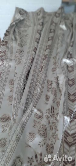 Шторы жаккард беж коричневые цветы золотой люрекс