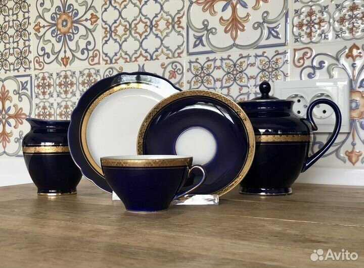 Сервиз чайный кобальтовый лфз