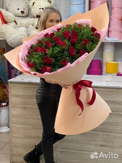 Гигант из 25 Роз, гигант букет, доставка цветов 24