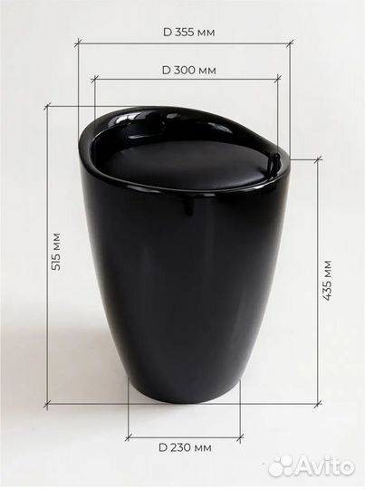 Вазон-Пуф полубарный черный Bocha с крышкой