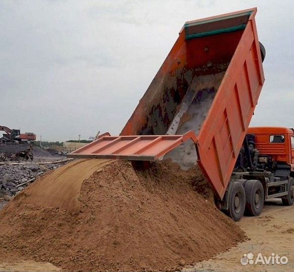 Песок серый, окол, щебень, галька, с доставкой