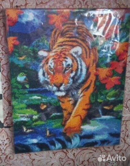 Алмазная мозаика на подрамнике 40*50 Тигр