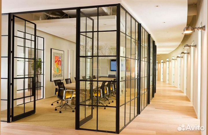 Стеклянная перегородка для зонирования