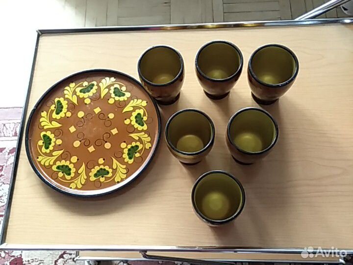 Набор стаканов деревянные, роспись