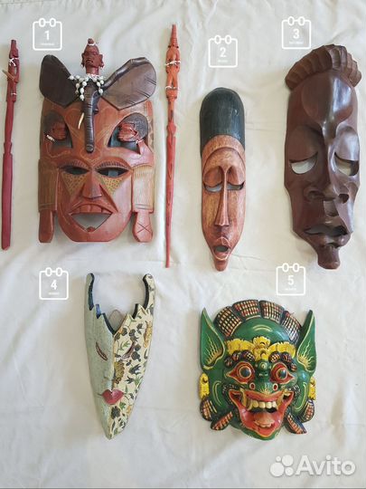 Маски настенные из дерева