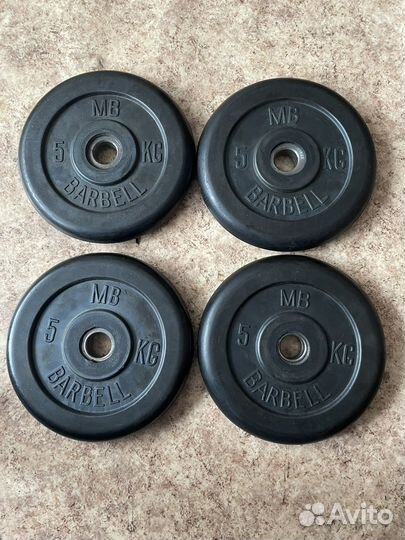 Спортивные блины 1, 1,25, 5 кг. и грифы