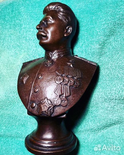 Бюст Сталин Иосиф в Военной форме СССР 1947 бронза
