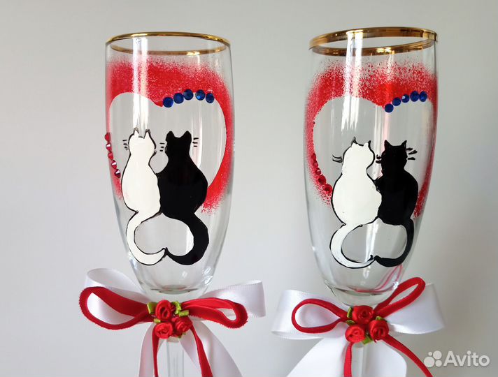 Свадебные бокалы с котами