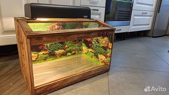 Террариум для рептилий+лампа+декор