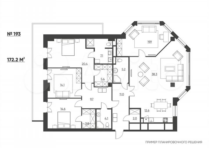 4-к. квартира, 172,2 м², 9/11 эт.