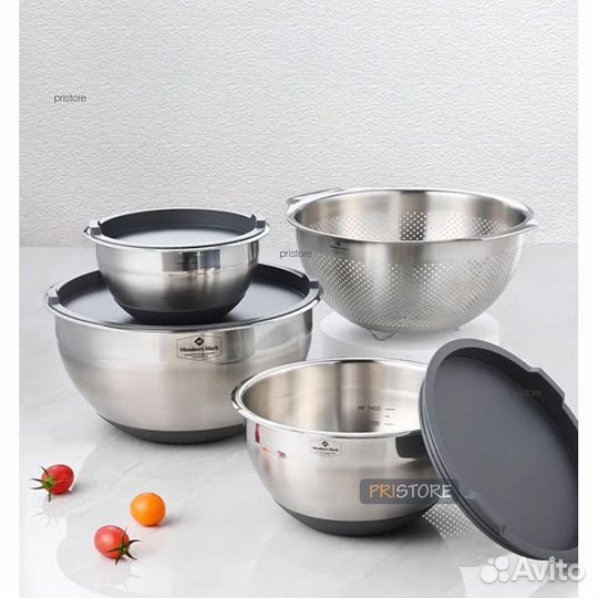 Набор стальных мисок + дуршлаг Меmbers Mark