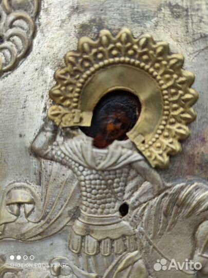 Старинная икона св Георгий Победоносец 19 век