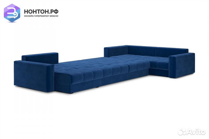 Диван п-образный тик-так Монарх темно-синий