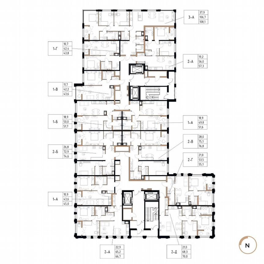 2-к. квартира, 66,7 м², 6/17 эт.