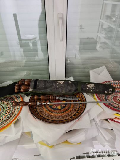 Комплект в тканевом чехле: 8 шампуров, нож