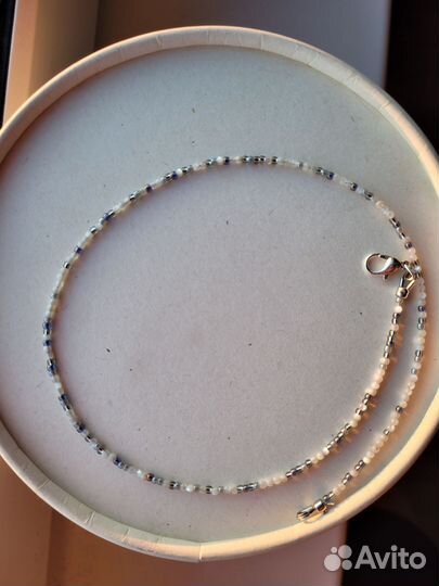 Колье чокер бисер и перламутр