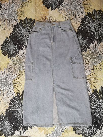 Джинсовая юбка миди 40 42