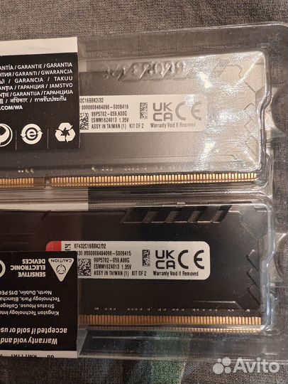 Ddr4 32gb 3200mhz (2*16) Kingston fury новая